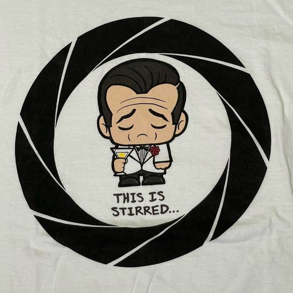 James Bond cartoon shirt movies this is stirred sad graphic t-shirt - Picture 2 of 6